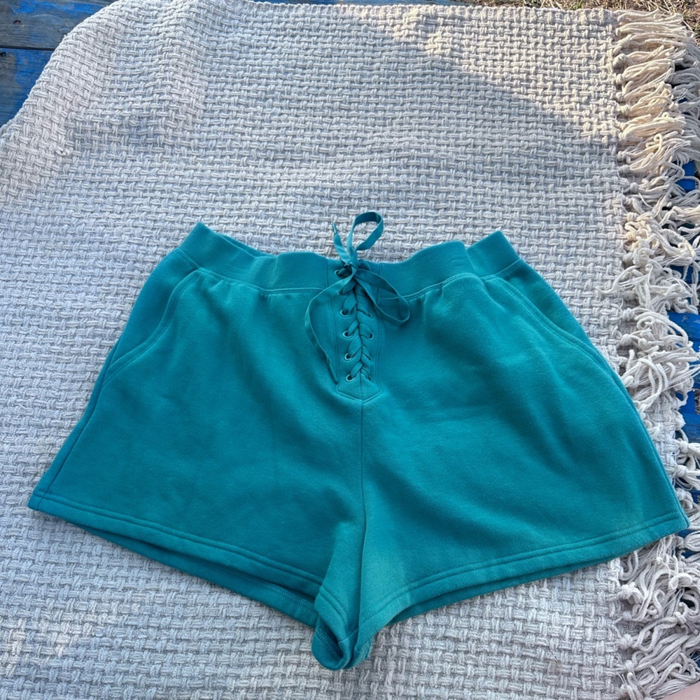 NEW VICTORIA SECRET XL GREEN Teal Lace-Up Women's Shorts